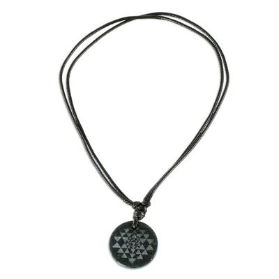 Alternate image for Black Jade Geometric Pendant Necklace from Guatemala Geometric Inspiration