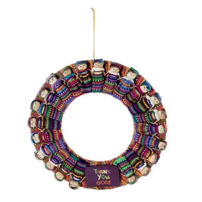 Alternate image for Hand-Loomed Cotton Worry Doll Wreath From Guatemala Thank You God