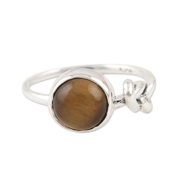 Alternate image for Sterling Silver and Tigers Eye Cocktail Ring Earthy Knot
