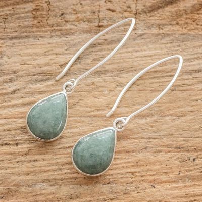Alternate image for Handcrafted Guatemalan Jade Earrings Maya Fortune in Light Green