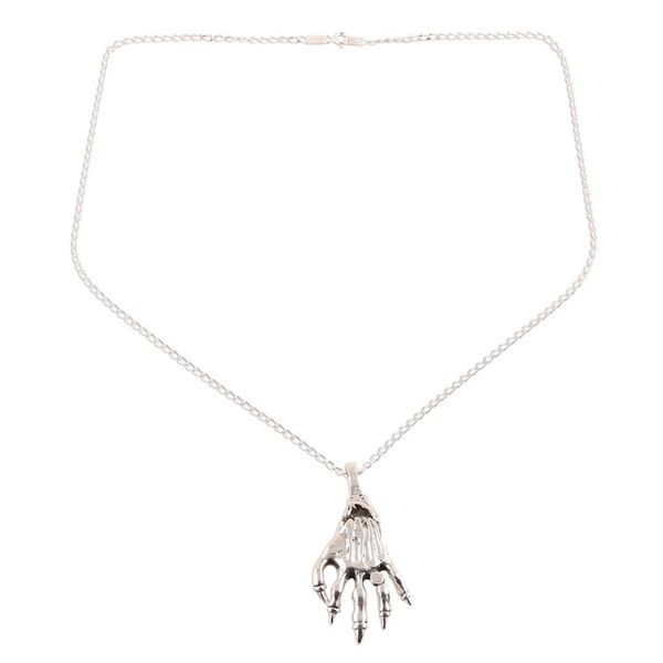 Alternate image for Skeleton Hand Sterling Silver Pendant Necklace from India Mighty Hand