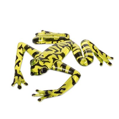 Alternate image for Handcrafted Yellow-Headed Dart Frog Figurine from Costa Rica Bumblebee Frog