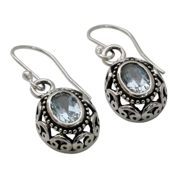 Alternate image for Blue Topaz Earrings Sterling Silver Jewelry from India Surreal