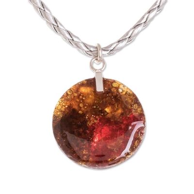 Alternate image for Glass Pendant Necklace on Braided Cord Sunset Style