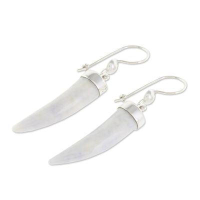 Alternate image for Artisan Crafted Lilac Jade Dangle Earrings Forest Cat