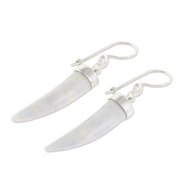 Alternate image for Artisan Crafted Lilac Jade Dangle Earrings Forest Cat
