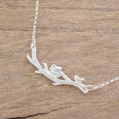 Alternate image for Modern Sterling Silver Tree Pendant Necklace from Costa Rica Nest of Love
