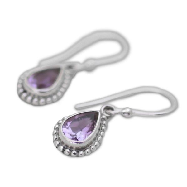 Alternate image for Amethyst and Sterling Silver Dangle Earrings from India Radiant Lilac