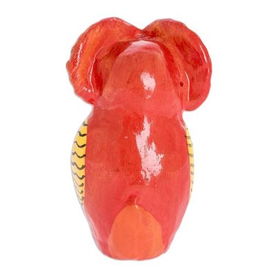 Alternate image for Red Ceramic Owl Figure with Geometric Design on Chest Mandala Owl