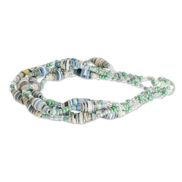 Alternate image for Beaded Bracelet with Recycled Paper Bonds of Friendship in Mint