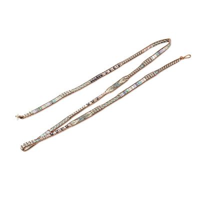 Alternate image for Turquoise and Beige Guatemalan Glass Beaded Wrap Bracelet Beachcomber