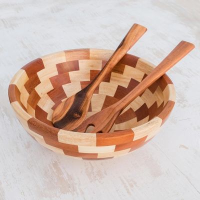 Alternate image for Palo Blanco and Caoba Wood Salad Bowl and Spoons Home Freshness