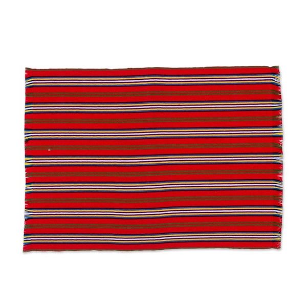Alternate image for Set of 6 Striped Cotton Placemats and Napkins in Crimson Palop Trails