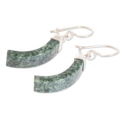 Alternate image for Modern Sterling Silver Dangle Earrings with Jade Stones Imperial Harmony