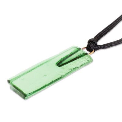 Alternate image for Green Recycled Glass Pendant Necklace from Costa Rica Hopeful Mood