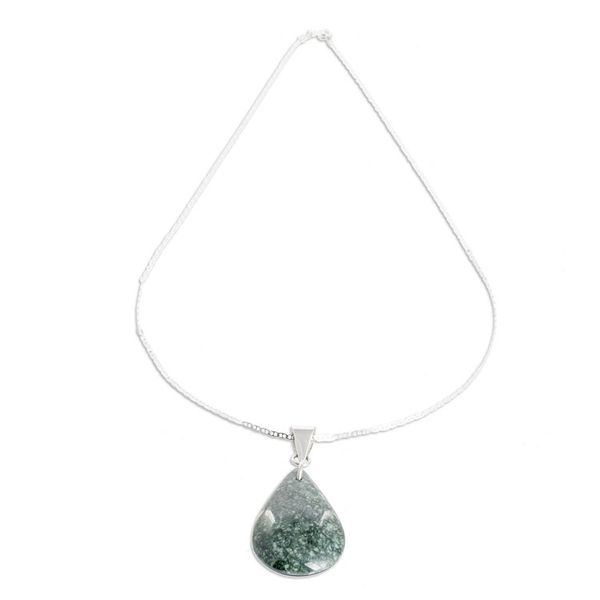 Alternate image for Sterling Silver Jade Double-Sided Pendant Necklace Bicolor Shadow