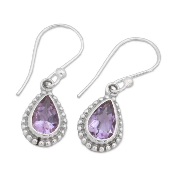 Alternate image for Amethyst and Sterling Silver Dangle Earrings from India Radiant Lilac