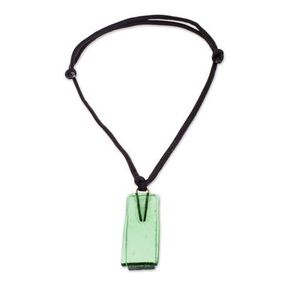 Alternate image for Green Recycled Glass Pendant Necklace from Costa Rica Hopeful Mood