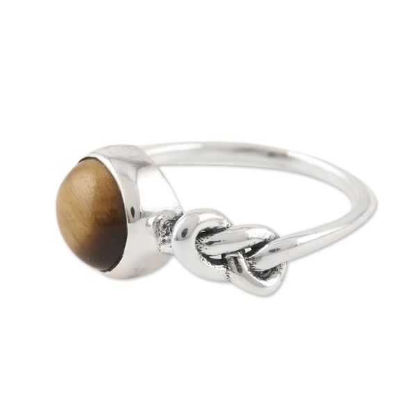 Alternate image for Sterling Silver and Tigers Eye Cocktail Ring Earthy Knot
