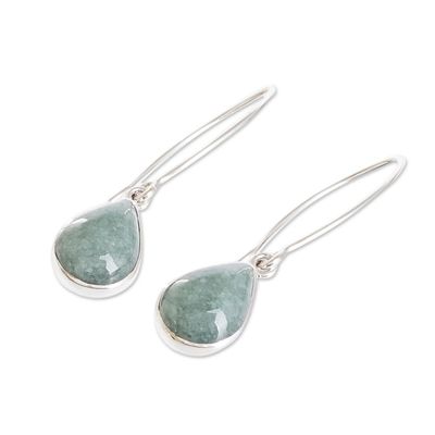 Alternate image for Handcrafted Guatemalan Jade Earrings Maya Fortune in Light Green