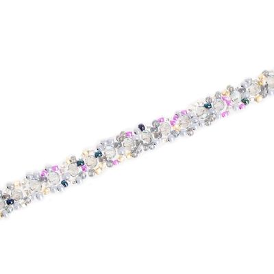 Alternate image for Handmade Glass and Crystal Beaded Necklace in Grey Serene Morning