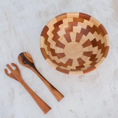 Alternate image for Palo Blanco and Caoba Wood Salad Bowl and Spoons Home Freshness