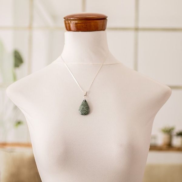Alternate image for Sterling Silver Jade Double-Sided Pendant Necklace Bicolor Shadow