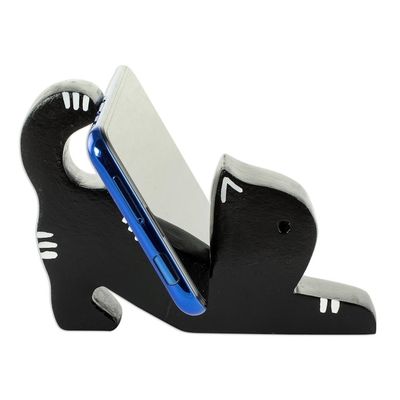 Alternate image for Cat-Shaped Phone Stand in Black Black Cat