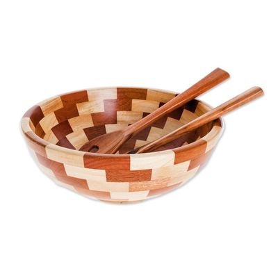 Alternate image for Palo Blanco and Caoba Wood Salad Bowl and Spoons Home Freshness