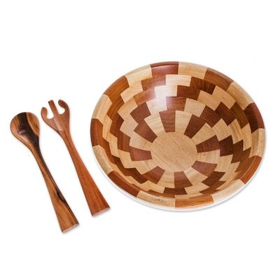 Alternate image for Palo Blanco and Caoba Wood Salad Bowl and Spoons Home Freshness