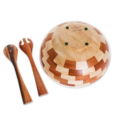 Alternate image for Palo Blanco and Caoba Wood Salad Bowl and Spoons Home Freshness