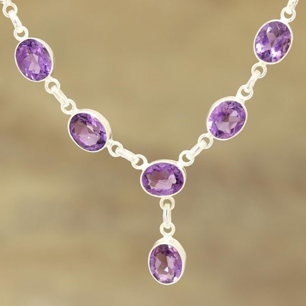 Alternate image for 24-Carat Amethyst Pendant Necklace from India Regal Dazzle