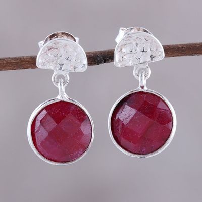 Alternate image for Faceted Ruby and Sterling Silver Dangle Earrings from India Sparkle and Fire