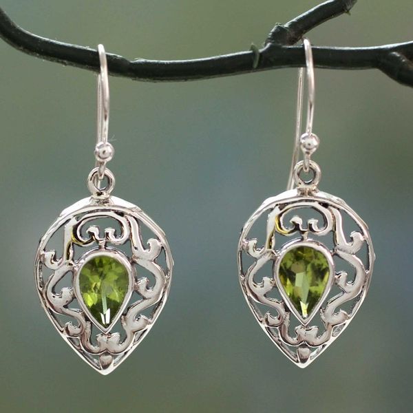 Alternate image for India Jewelry Earrings in Sterling Silver and Peridot  Lime Lace