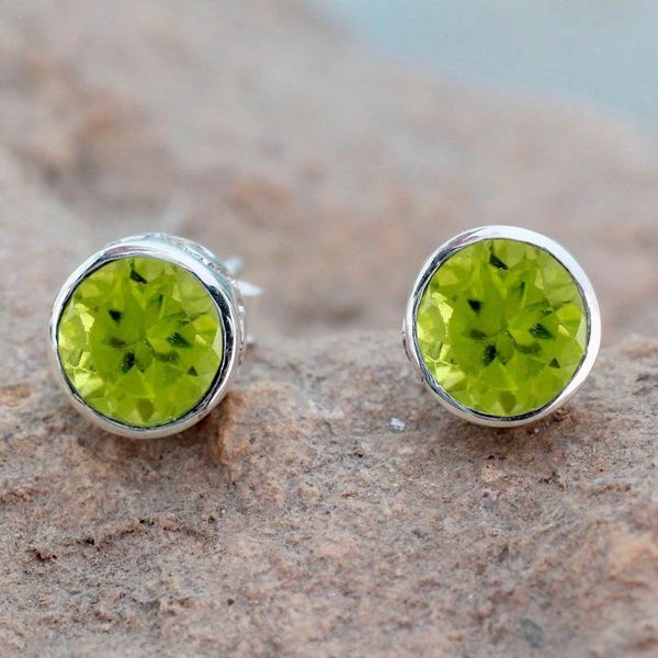 Alternate image for Peridot Stud Earrings Sterling Silver Jewelry Spark of Life