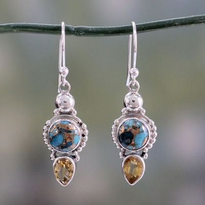 Alternate image for Hand Crafted Citrine and Sterling Silver Dangle Earrings Summer Sunset
