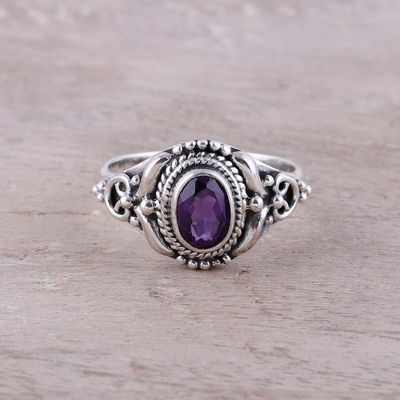 Alternate image for Traditional Amethyst Cocktail Ring from India Traditional Romantic