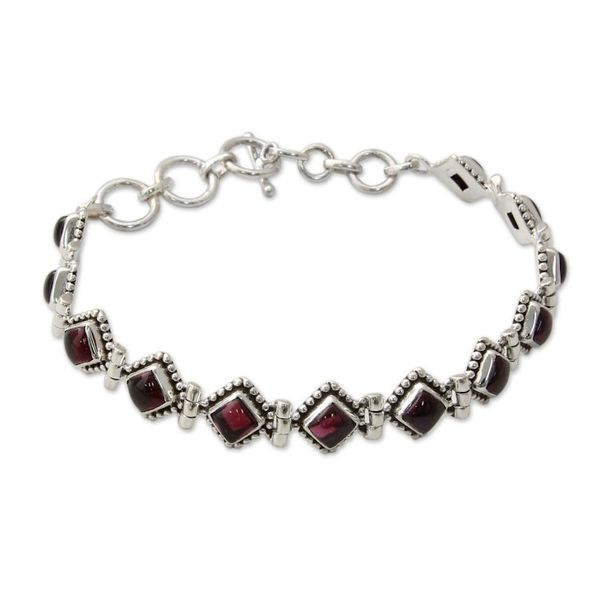 Alternate image for Red Garnet Artisan Crafted India Silver Tennis Bracelet Deep Red Diamonds
