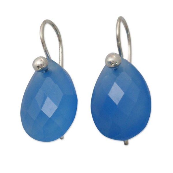 Alternate image for Faceted Sky Blue Chalcedony Earrings from India Halcyon Days