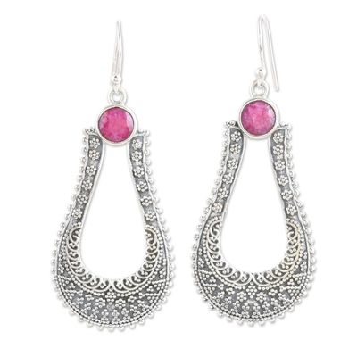 Alternate image for Ruby Dangle Earrings Crafted from Sterling Silver in India Ties of Love