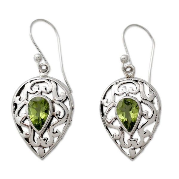 Alternate image for India Jewelry Earrings in Sterling Silver and Peridot  Lime Lace