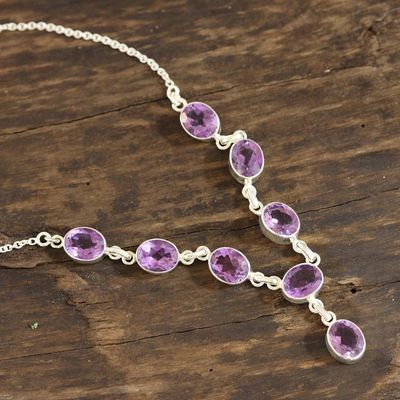 Alternate image for 24-Carat Amethyst Pendant Necklace from India Regal Dazzle