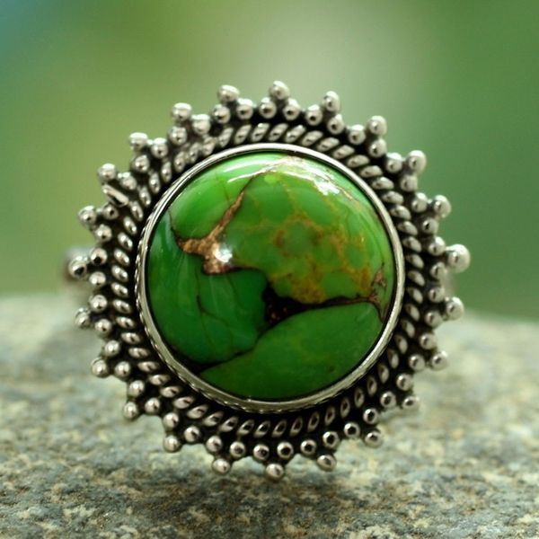 Alternate image for Sterling Silver and Green Composite Turquoise Cocktail Ring Verdant Promise