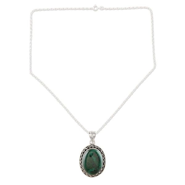Alternate image for Sterling Silver and Malachite Pendant Necklace Wood Nymph