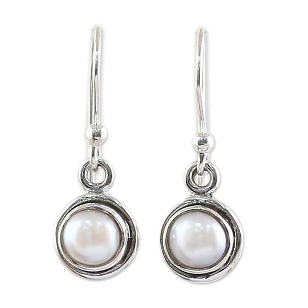 Alternate image for Sterling Silver Cultured Pearl Dangle Earrings from India Purest Love