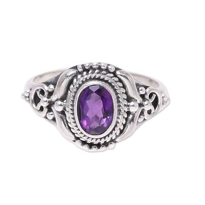 Alternate image for Traditional Amethyst Cocktail Ring from India Traditional Romantic