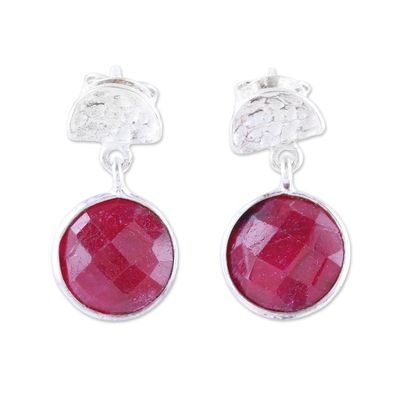 Alternate image for Faceted Ruby and Sterling Silver Dangle Earrings from India Sparkle and Fire
