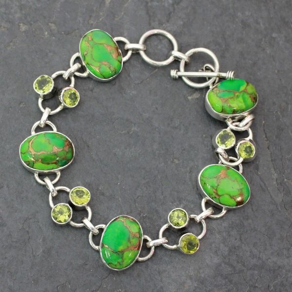 Alternate image for Peridot link bracelet Forest Pebbles
