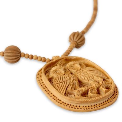 Alternate image for India Wood Jewelry Hand Crafted Necklace Owl Romance