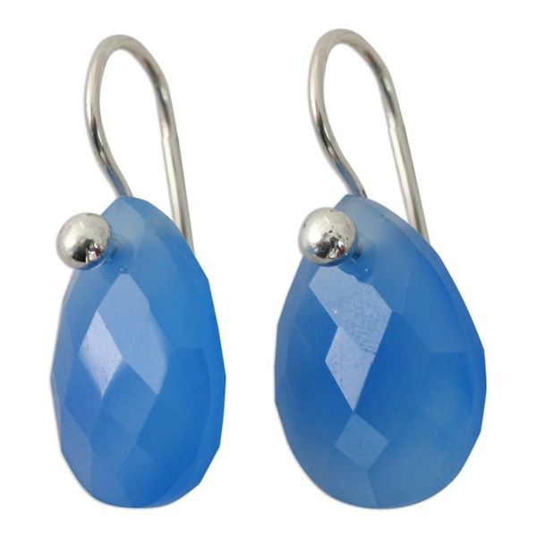 Alternate image for Faceted Sky Blue Chalcedony Earrings from India Halcyon Days